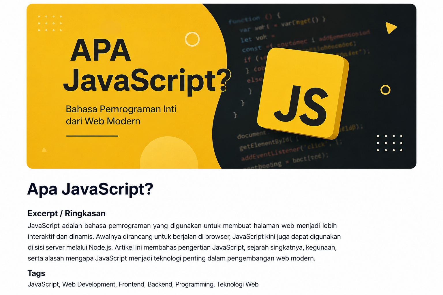 JavaScript: Bahasa Pemrograman yang Menghidupkan Website